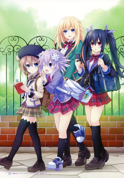 Anime picture 4877x6950 with choujigen game neptune noire neptune (choujigen game neptune) vert blanc tsunako long hair tall image blush fringe highres short hair open mouth blue eyes black hair blonde hair hair between eyes red eyes brown hair twintails