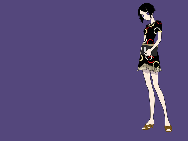 Anime picture 1600x1200 with sayonara zetsubou sensei shaft (studio) arai chie purple background tagme