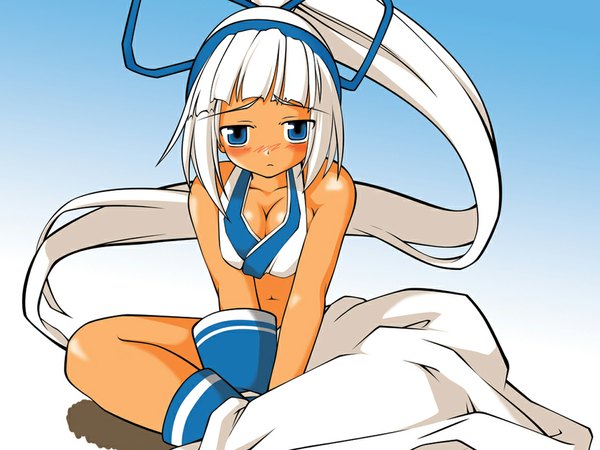 Anime picture 1024x768 with samurai spirits majikina mina breasts cleavage white hair