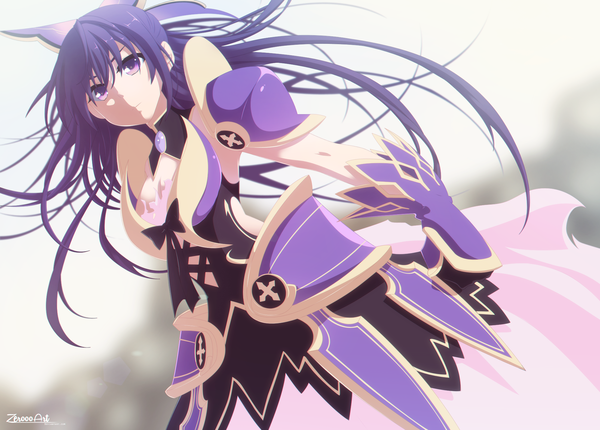 Anime picture 1996x1432 with date a live yatogami tooka zeroooart single long hair highres purple eyes purple hair coloring girl dress bow hair bow