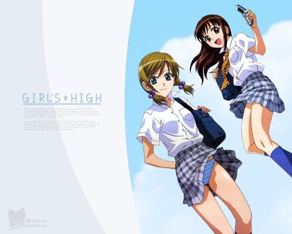 Anime picture 1280x1024 with girls high suzuki yuma takahashi eriko light erotic multiple girls girl underwear panties 2 girls serafuku