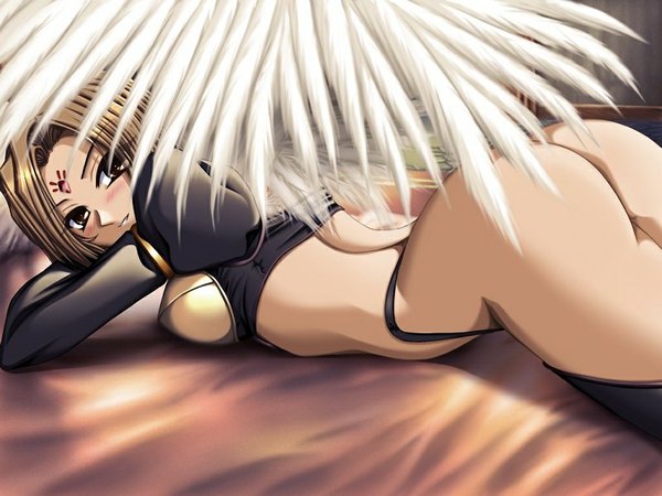 Anime picture 1024x768 with princess general 2 (game) light erotic brown hair brown eyes game cg girl wings