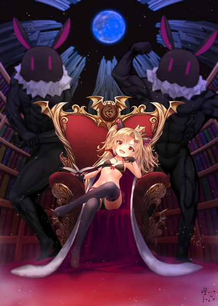 Anime picture 2138x3000 with virtual youtuber uni channel akatsuki uni bettle (b s a n) long hair tall image looking at viewer fringe highres open mouth light erotic blonde hair smile red eyes sitting holding animal ears indoors nail polish :d