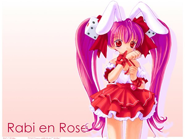 Anime picture 1024x768 with di gi charat madhouse usada hikaru rabi en rose dice tagme