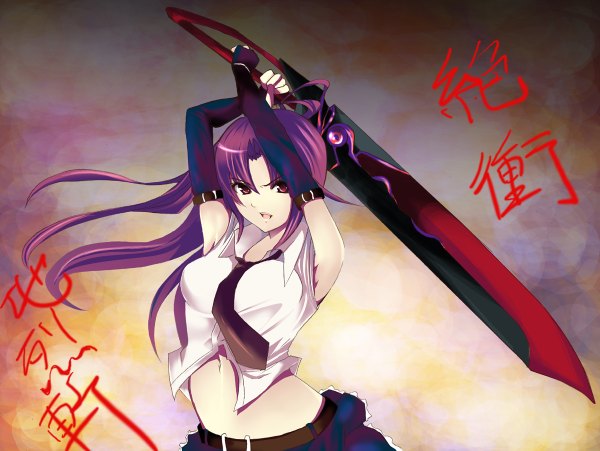 Anime picture 1200x902 with long hair ponytail sword tagme riochan