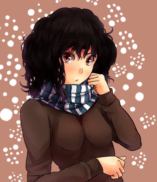 Anime picture 1096x1270 with amagami tanamachi kaoru ariaridoradora single long hair tall image looking at viewer red eyes curly hair girl scarf sweater