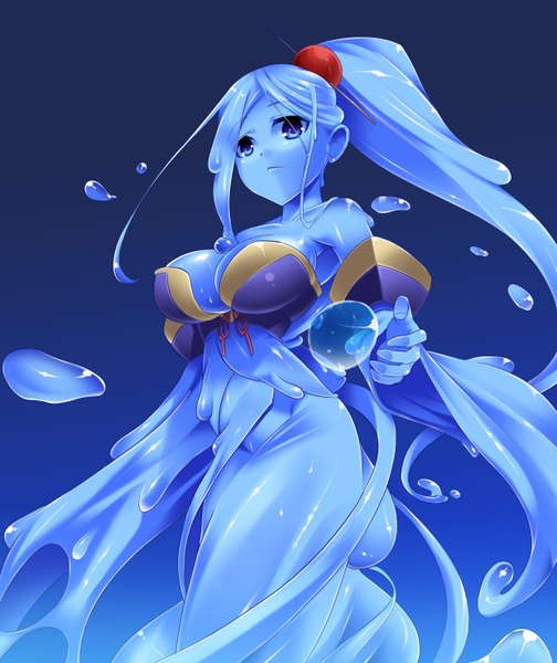 Anime picture 2480x2948 with original kokuyo ishi (artist) long hair tall image looking at viewer highres blue eyes light erotic ponytail girl water bubble (bubbles)