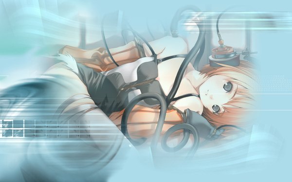 Anime picture 1280x800 with gagraphic houden eizou wide image girl headphones