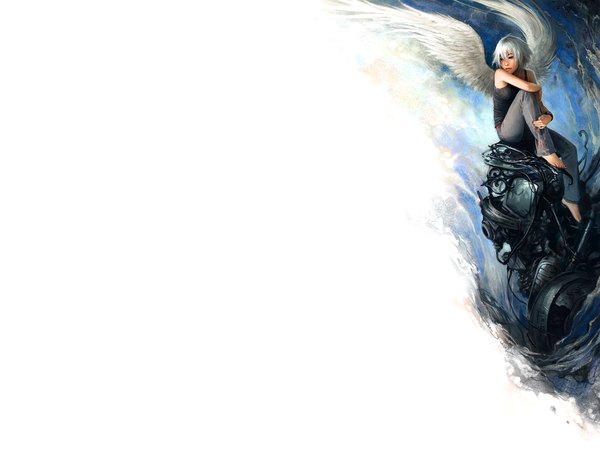 Anime picture 1600x1200 with jason chan angel wings tagme