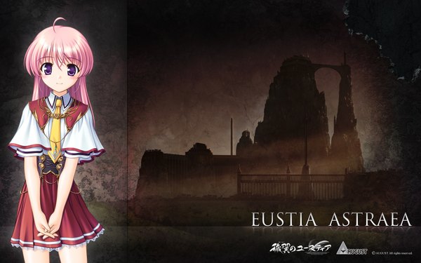 Anime picture 1920x1200 with aiyoku no eustia eustia astraea highres wide image purple eyes pink hair