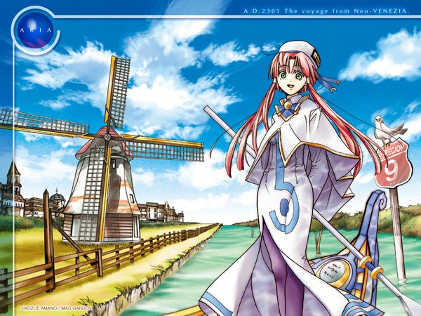 Anime picture 1024x768 with aria mizunashi akari amano kozue windmill tagme