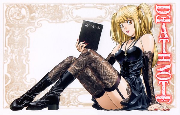 Anime picture 3000x1920 with death note madhouse amane misa highres gothic boots corset
