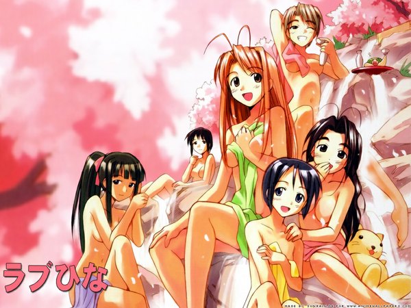 Anime picture 1024x768 with love hina narusegawa naru maehara shinobu aoyama motoko kaolla su konno mitsune otohime mutsumi light erotic girl bath urashima haruka