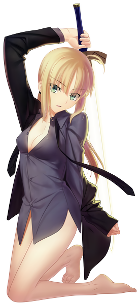 Anime picture 5817x12721 with fate (series) fate/stay night studio deen type-moon artoria pendragon (all) saber asdf1234qwerty single long hair tall image highres open mouth light erotic blonde hair green eyes absurdres kneeling transparent background incredibly absurdres girl