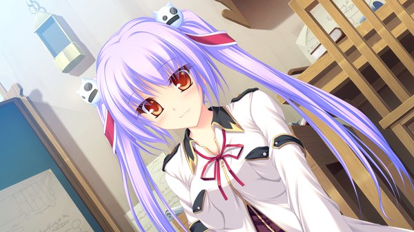 Anime picture 1920x1080 with ryuuyoku no melodia chloe meltrum tenmaso long hair blush highres red eyes wide image twintails game cg purple hair girl uniform school uniform