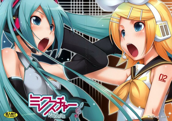Anime picture 2260x1600 with vocaloid hatsune miku kagamine rin highres girl