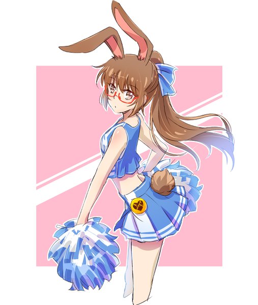 Anime picture 2200x2600 with rwby rooster teeth velvet scarlatina iesupa single long hair tall image looking at viewer highres simple background brown hair white background brown eyes animal ears ponytail tail animal tail :o bunny ears bunny girl