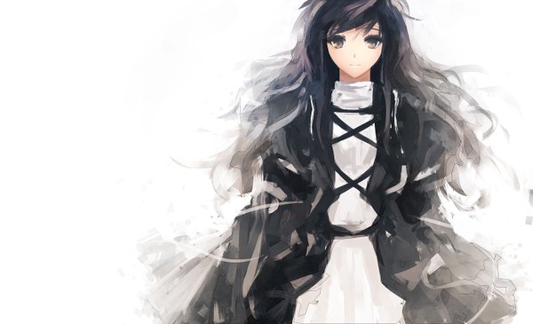 Аниме картинка 1400x852 с touhou hijiri byakuren arufa (hourai-sugar) один (одна) длинные волосы чёрные волосы простой фон широкое изображение белый фон чёрные глаза девушка платье