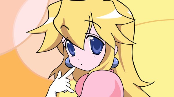 Anime picture 1920x1080 with lucky star super mario bros. super smash bros. kyoto animation nintendo princess peach single long hair fringe highres blue eyes hair between eyes wide image vector parody girl