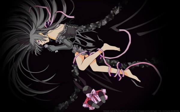 Anime picture 2560x1600 with pandora hearts xebec alice (pandora hearts) highres wide image dark background vector lolita fashion goth-loli ribbon (ribbons) bunny