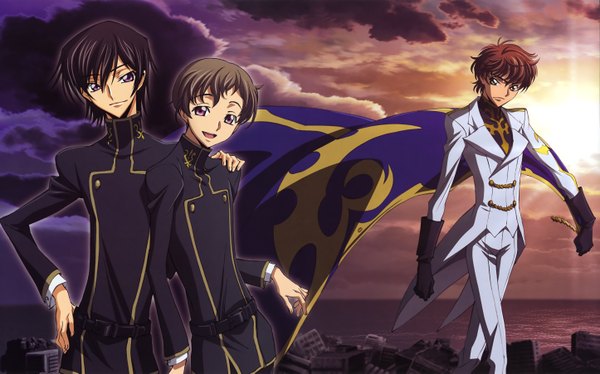 Anime picture 5777x3602 with code geass sunrise (studio) lelouch lamperouge kururugi suzaku rolo lamperouge ishida kana highres wide image boy