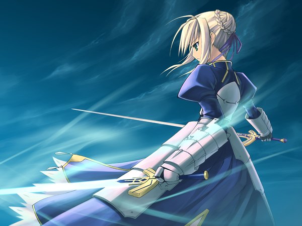 Anime picture 1600x1200 with fate (series) fate/stay night studio deen type-moon artoria pendragon (all) saber sword