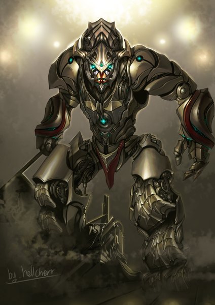 Anime picture 2480x3508 with hellcherr single tall image looking at viewer highres blue eyes signed mechanical robot
