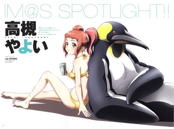 Anime picture 2835x2106 with idolmaster idolmaster xenoglossia takatsuki yayoi highres swimsuit bikini penguin