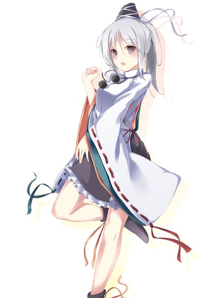 Anime picture 2507x3541 with touhou mononobe no futo fal maro single tall image highres short hair simple background white background absurdres white hair japanese clothes grey eyes girl