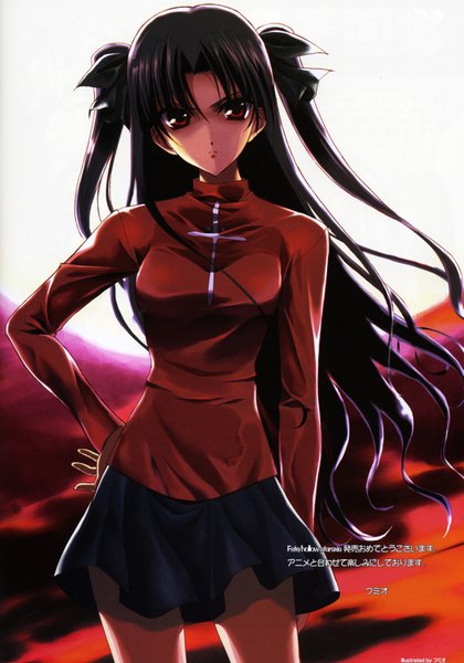 Anime picture 1437x2052 with fate (series) fate/stay night studio deen type-moon toosaka rin fumio (ura fmo) tall image
