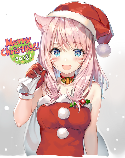 Anime picture 800x1005 with final fantasy final fantasy xiv square enix miqo'te momoko (momopoco) single long hair tall image looking at viewer blush fringe open mouth blue eyes simple background bare shoulders holding animal ears payot pink hair upper body