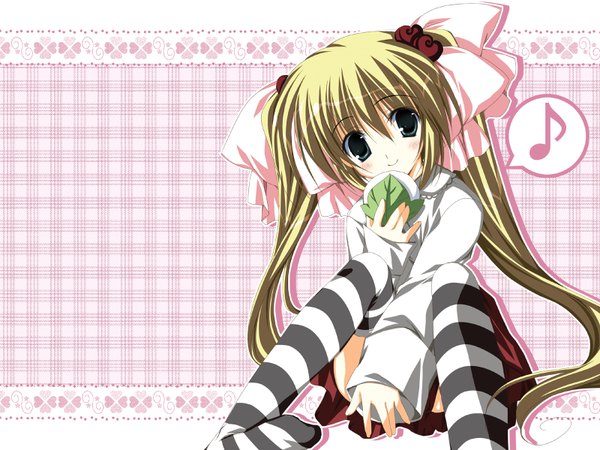 Anime picture 1600x1200 with korie riko single long hair blonde hair twintails girl thighhighs