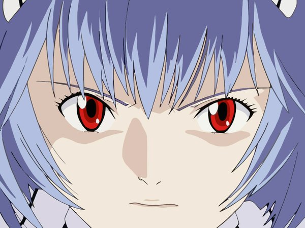 Anime picture 1280x960 with neon genesis evangelion gainax ayanami rei red eyes blue hair close-up