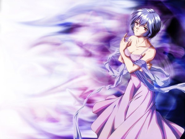 Anime picture 1600x1200 with neon genesis evangelion gainax ayanami rei purple background tagme