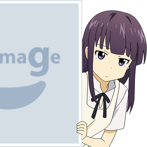 Anime picture 850x850 with working!! a-1 pictures pixiv yamada aoi mugen ouka single long hair looking at viewer fringe simple background white background purple hair blunt bangs black eyes vector no image girl uniform