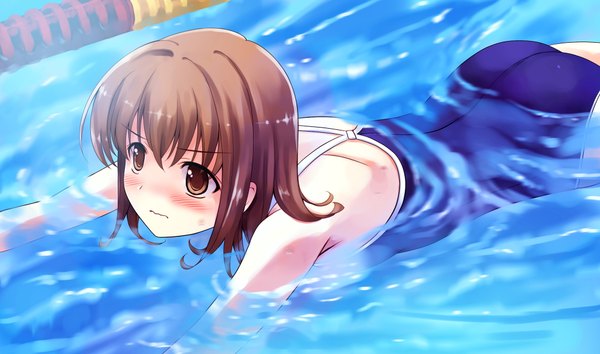 Anime picture 2048x1210 with suiheisen made nan mile? nakano hinata misaki kurehito single highres wide image girl swimsuit