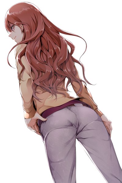 Anime-Bild 666x1000 mit to aru kagaku no railgun j.c. staff mugino shizuri nanao (mahaya) single long hair tall image simple background brown hair white background brown eyes looking back wavy hair girl