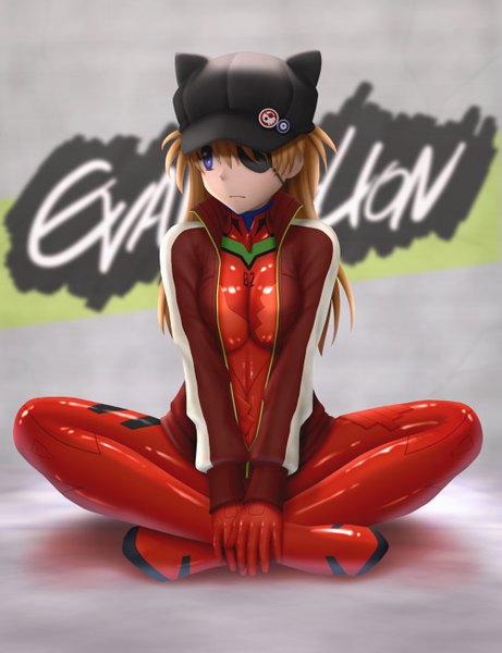 Anime picture 1000x1300 with neon genesis evangelion rebuild of evangelion evangelion: 2.0 you can (not) advance evangelion: 3.0 you can (not) redo gainax soryu asuka langley shikinami asuka langley siraha single long hair tall image blue eyes blonde hair sitting looking away open clothes open jacket indian style girl jacket