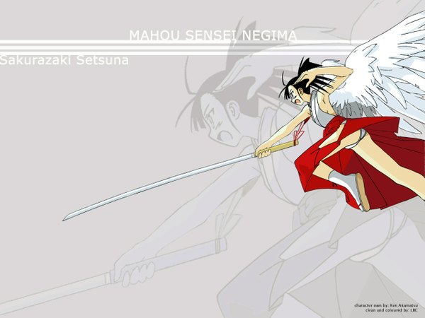 Anime picture 1280x960 with mahou sensei negima! sakurazaki setsuna light erotic wings tagme