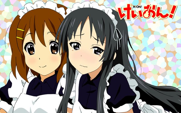 Anime picture 1920x1200 with k-on! kyoto animation akiyama mio hirasawa yui highres wide image multiple girls maid girl 2 girls
