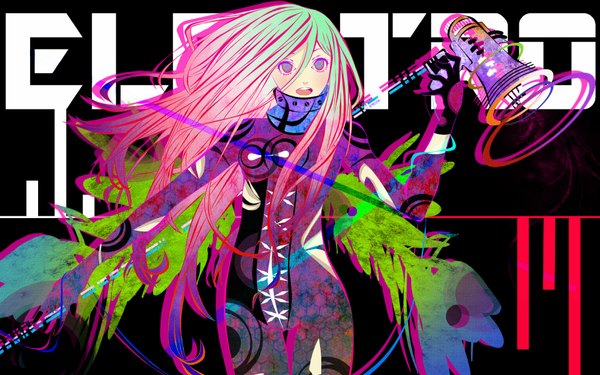 Anime picture 1920x1200 with deadman wonderland shiro (deadman wonderland) single long hair highres open mouth blonde hair wide image multicolored hair multicolored eyes alternate color girl