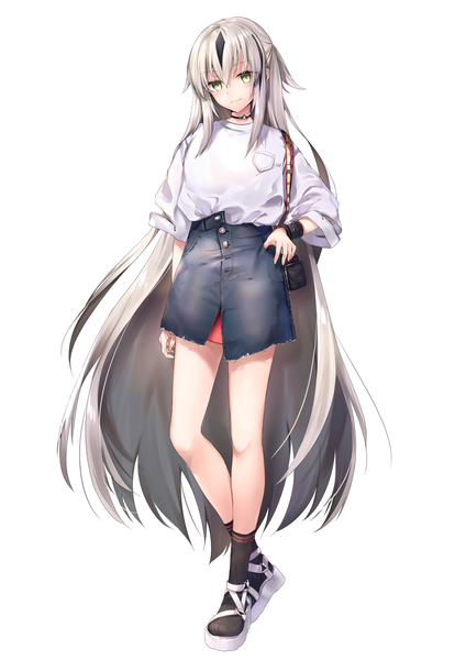 Anime picture 2894x4093 with fate (series) fate/grand order nagao kagetora (fate) hane yuki single tall image looking at viewer blush fringe highres breasts simple background smile hair between eyes standing white background yellow eyes silver hair full body long sleeves