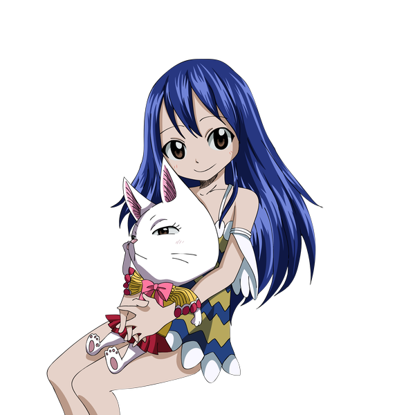Anime picture 4000x4000 with fairy tail wendy marvell charle (fairy tail) meiji (kurumierika) long hair highres smile brown eyes blue hair absurdres transparent background girl dress animal cat