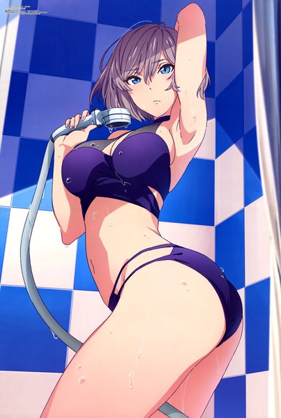Anime picture 6071x9048 with gridman universe ssss.dynazenon megami magazine studio trigger mujina sakamoto masaru single tall image fringe highres short hair breasts blue eyes light erotic hair between eyes large breasts absurdres ass grey hair scan