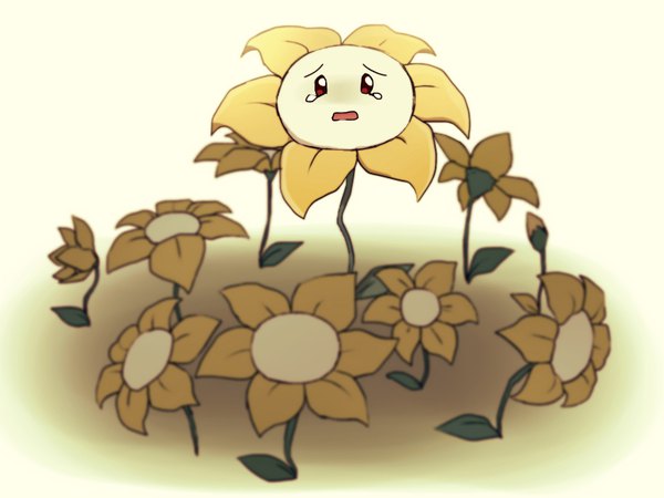 Anime picture 800x600 with undertale flowey (undertale) sssssleft looking at viewer simple background no people crying sad flower (flowers)