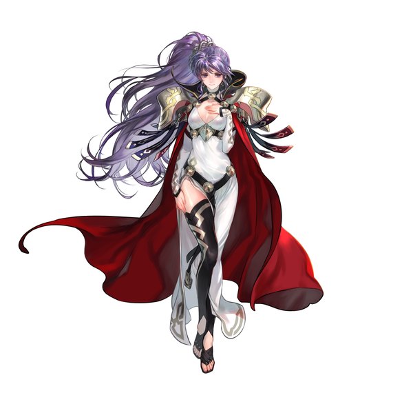 Anime picture 4000x3800 with fire emblem fire emblem heroes fire emblem: genealogy of the holy war nintendo ishtar (fire emblem) suzuki rika (artist) single long hair looking at viewer fringe highres breasts simple background hair between eyes standing white background purple eyes payot absurdres purple hair
