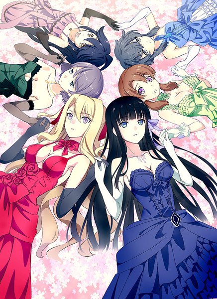 Anime picture 698x960 with mahouka koukou no rettousei shiba miyuki kitayama shizuku mitsui honoka isshiki airi kanou shiori tsukushiin touko long hair tall image looking at viewer fringe short hair breasts open mouth blue eyes light erotic black hair blonde hair smile hair between eyes