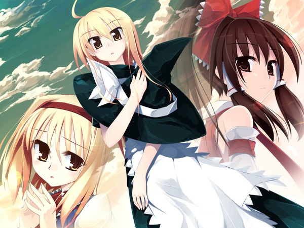 Anime picture 1024x768 with touhou hakurei reimu kirisame marisa alice margatroid girl