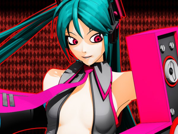 Anime picture 1500x1125 with vocaloid hatsune miku deino close-up 3d mikumikudance girl