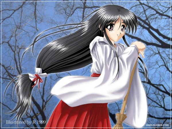 Anime picture 1024x768 with r (artist) japanese clothes miko soft beauty tagme
